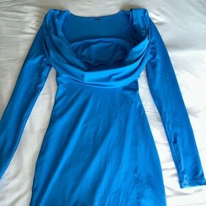 Blue cowl neck dress